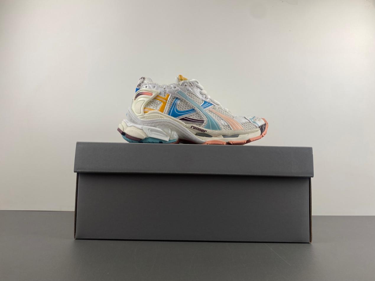 The Vibrant Fusion: Balenciaga Runner Sneakers White Yellow Pink Blue 772774-W3RNY-0326