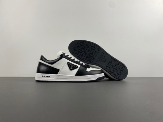 Prada Downtown Low Top Sneakers Leather White Black