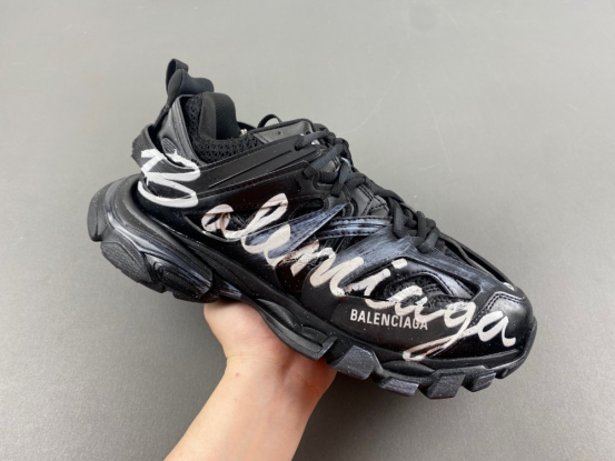 Urban Trailblazer: Balenciaga Men’s Track Signature Sneaker in Black